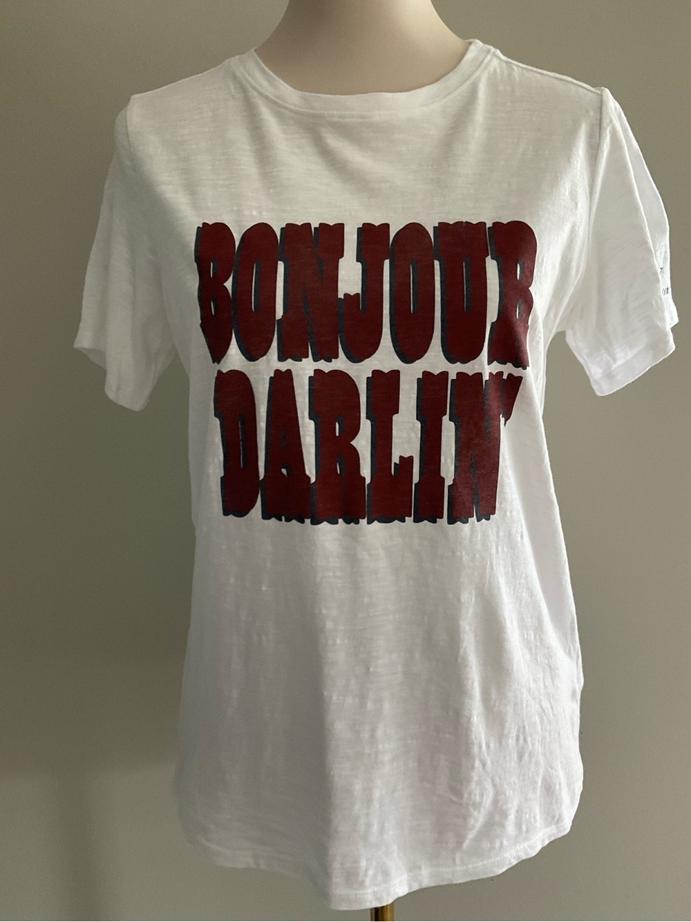 Cinq à Sept Bonjour Darlin Graphic Tee White Cotton T-Shirt Size Small